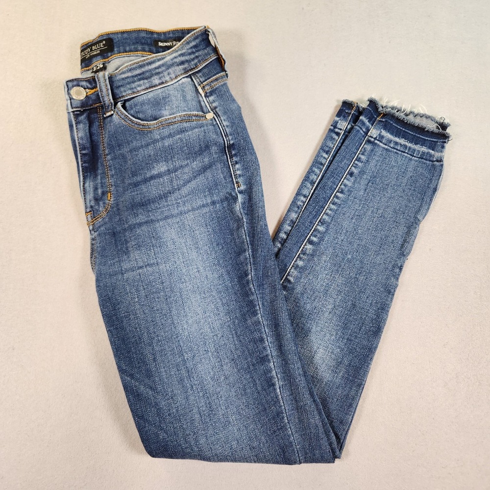 Judy Blue Jeans Womens 3/26 Med Wash Mid Rise Skinny Fit Stretch Denim Distress
